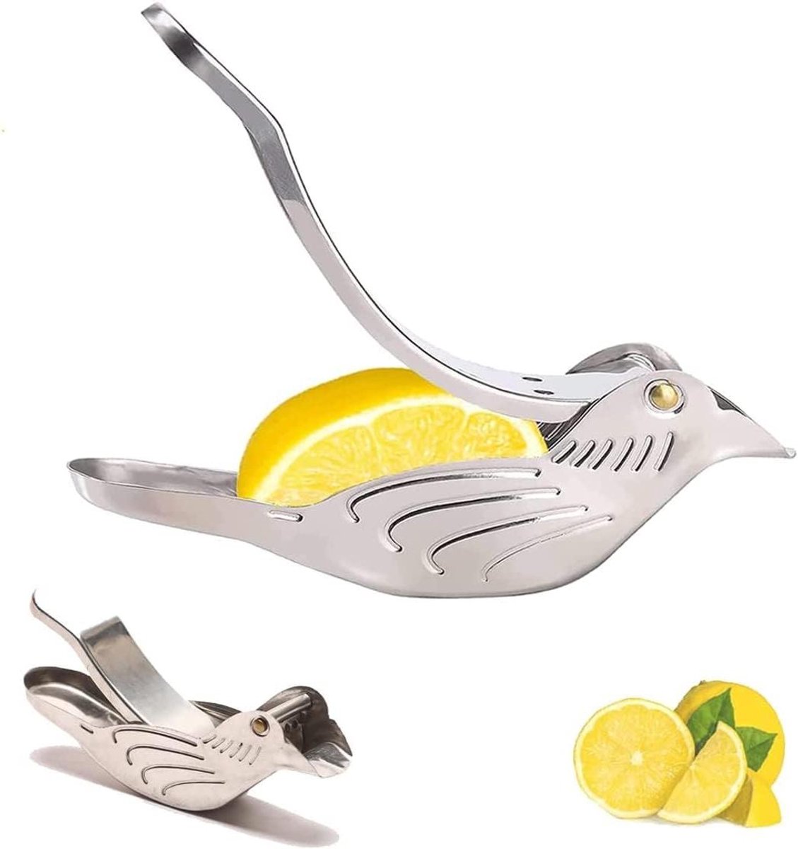 Citroenpers Vogel - Handige Juicer - Sappen Maken - Vogelvorm Design - 11.3 x 5.3 cm - Zilver