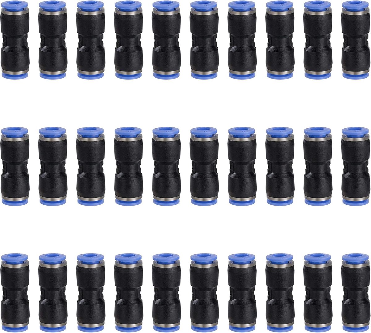 SnelShoppen - Pneumatische Connector 6mm Snelle Koppeling Rechte Compressed Air Verbinder Kunststof Luchtpijp Aansluiting 30 Stuks