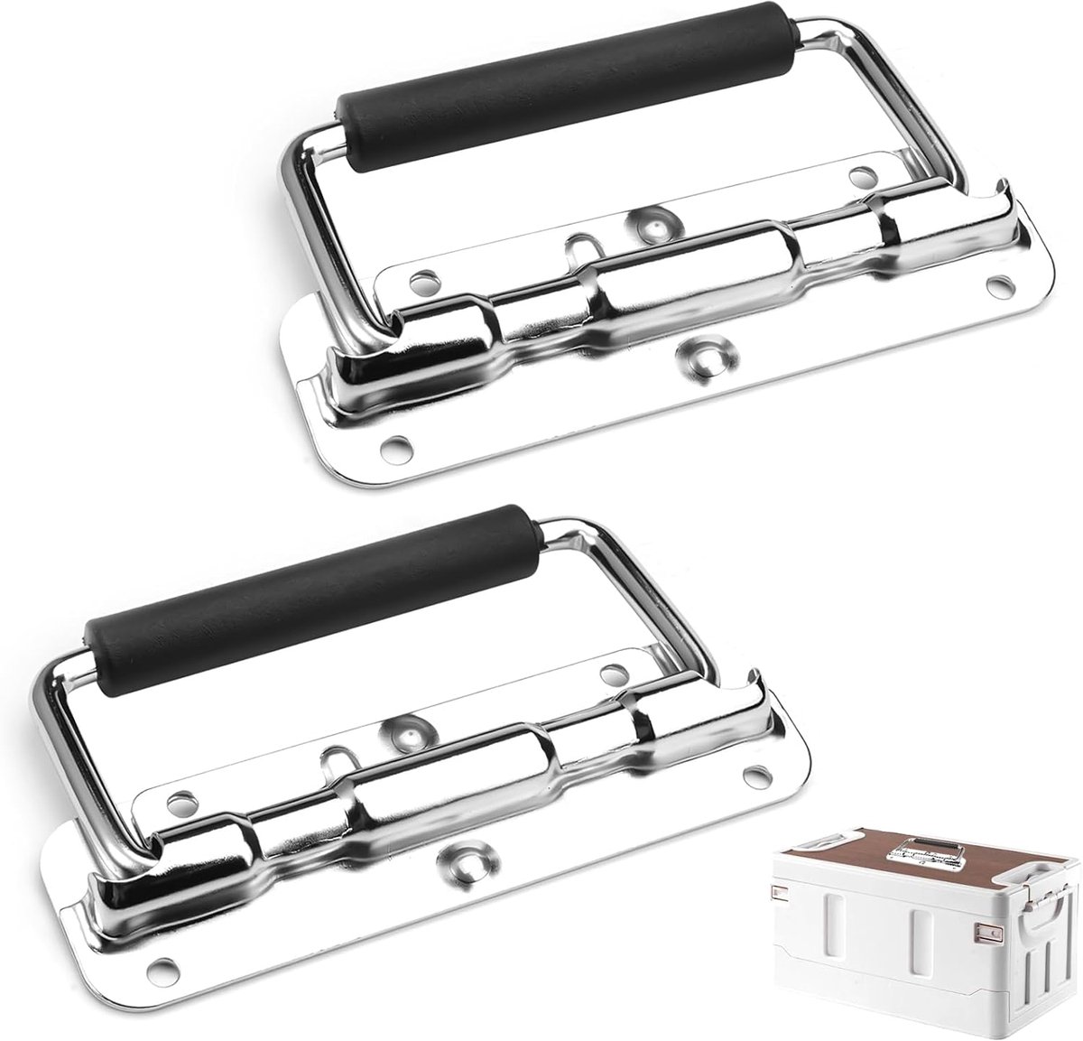 Vouwhandgrepen 110 mm - RVS met rubberen handgreep - Duurzaam en robuust - Perfect voor gereedschapskisten - ShopVlot
