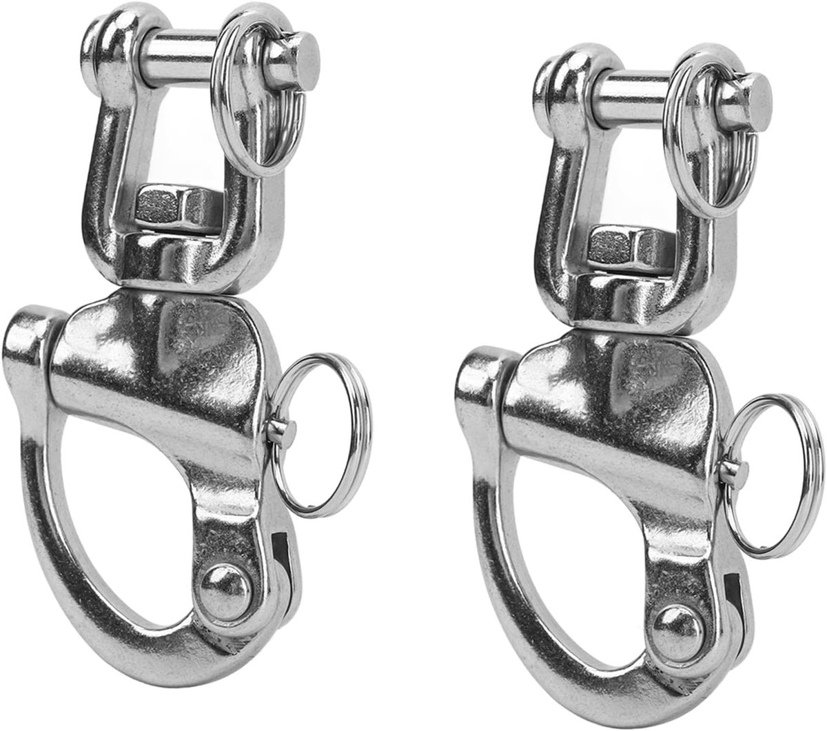 SnelShoppen - 2 Stuks Snelsluiting Draaihaak, 316 RVS Snelle Ontgrendelbare Marine Swivel Shackles, Hoogwaardige Snap Shackles Voor Zeilboot Bekleding