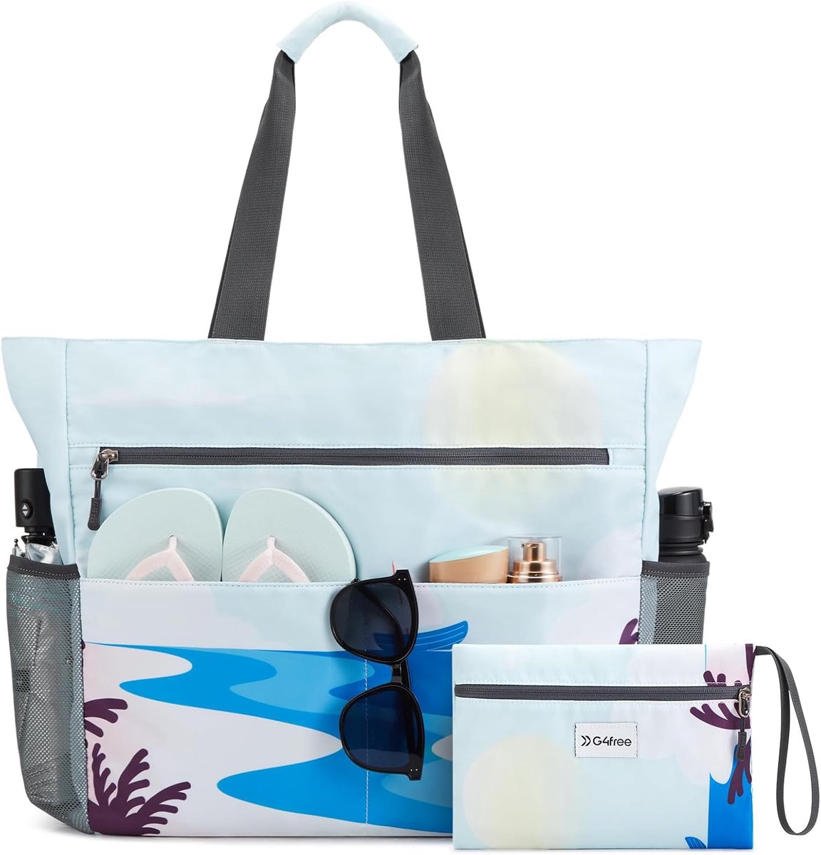 SnelShoppen - Grote Vouwbare Strandtas, Waterdichte en Zandvrije Strandtote, 35L Capaciteit voor Vrouwen, Ideaal voor Vakantie, Familie en Dagjes Uit