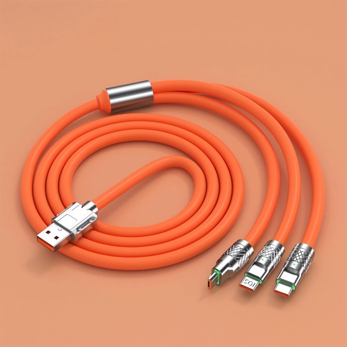 SnelShoppen - 3-in-1 Snelle Oplaadkabel 3,94ft 120W Universele Oplaadkabel voor Mobiele Telefoons, Compatibel met IOS Android TYPE C Apparaten