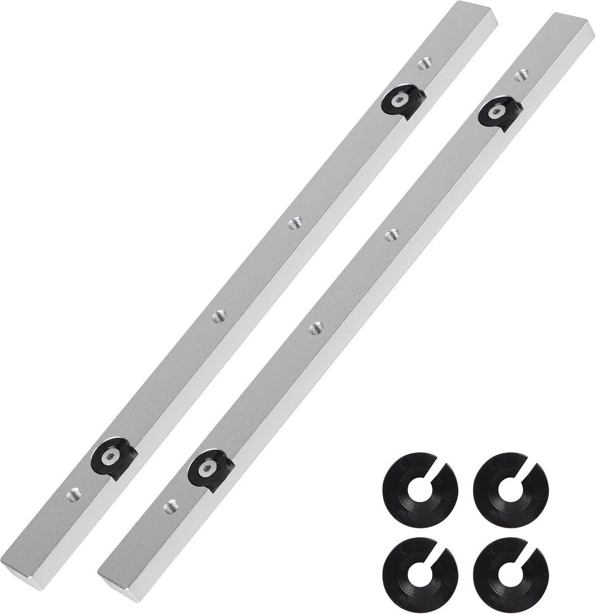 2 x Aluminium Legger voor Hoekzaag, 9.5 x 19 x 300 mm, T-Slot, Ideaal voor Houtbewerking en Precisiewerk