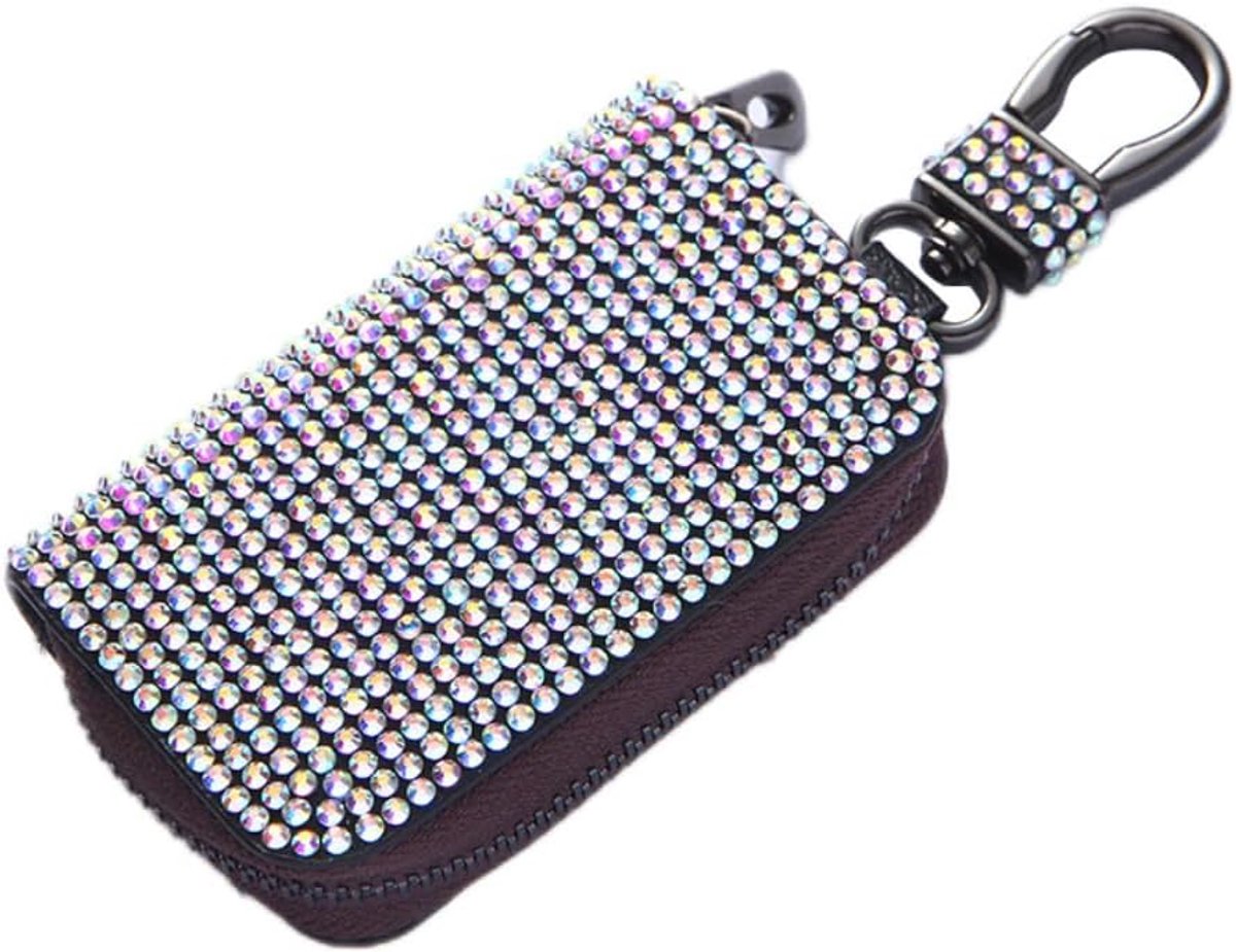 SnelShoppen - Shiny Rhinestone Sleuteltas voor Mannen Vrouwen Bling Autosleutel Sleutelhouder Mini Muntzak Sleutelcase met Haak Draagbaar Kleurrijk