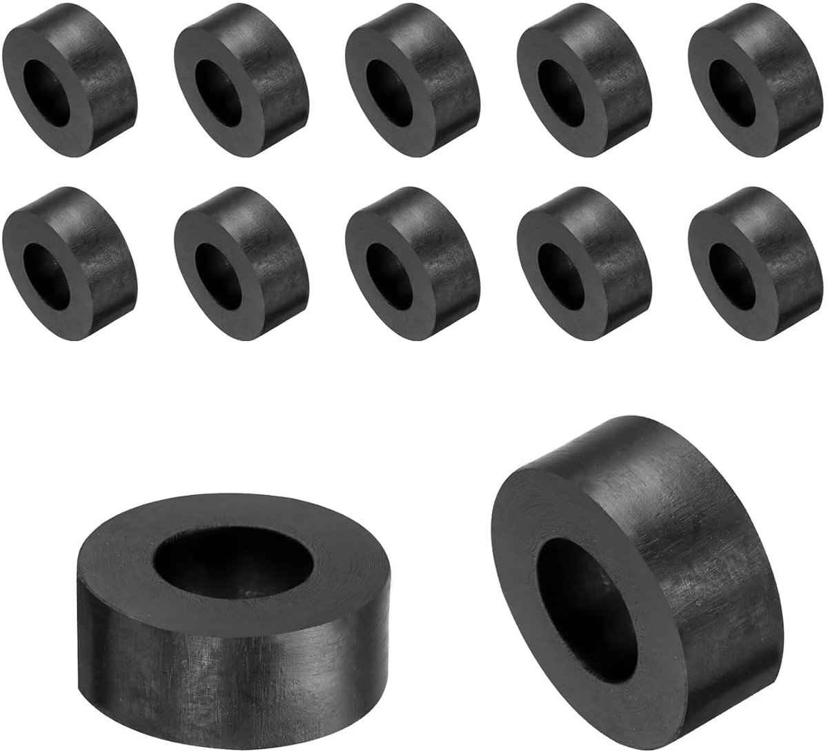 SnelShoppen - 12 Stuks Rubber Spacer 25mm OD, 12mm ID, 10mm Hoog - Vibration Dampening, Ring Seal, Platte Washer voor Auto Accessoires