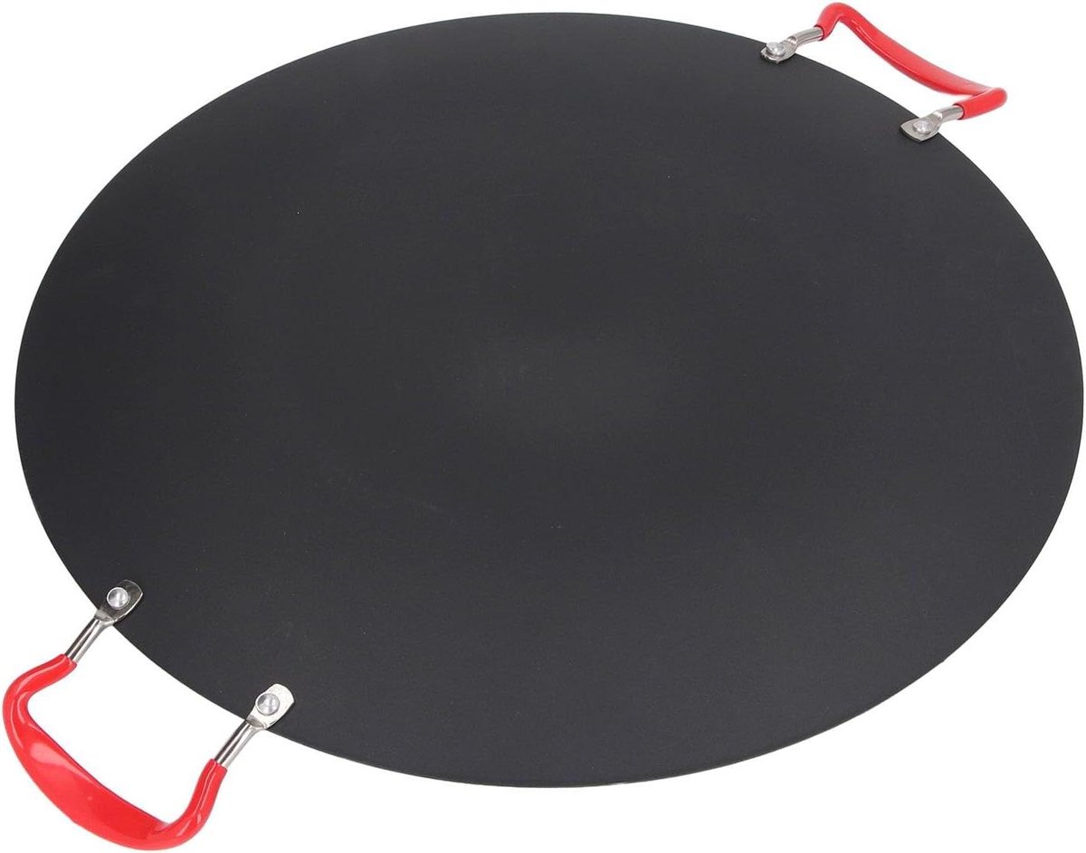 Ronde BBQ Bakplaat - Koreaanse Grillpan Platte Pan - Buiten Koken - Antiaanbaklaag - 37x36x8 cm - Zwart
