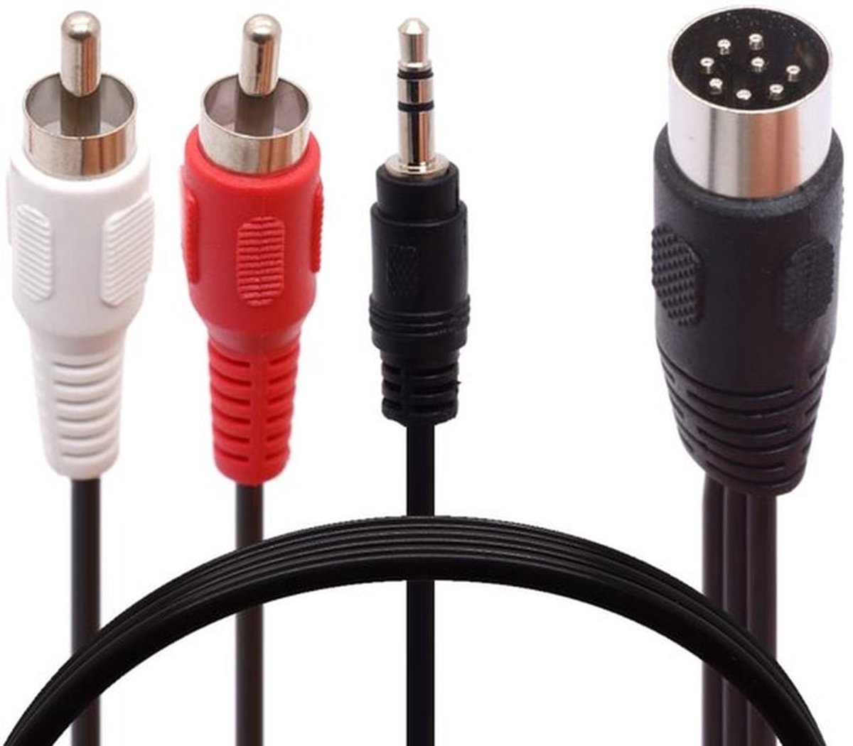 8-Pin DIN naar RCA en 3.5mm Audiokabel, 1.8m Stereo AUX Adapter voor Ontvanger en CD Speler, Geschikt voor Subwoofer en Audioapparatuur