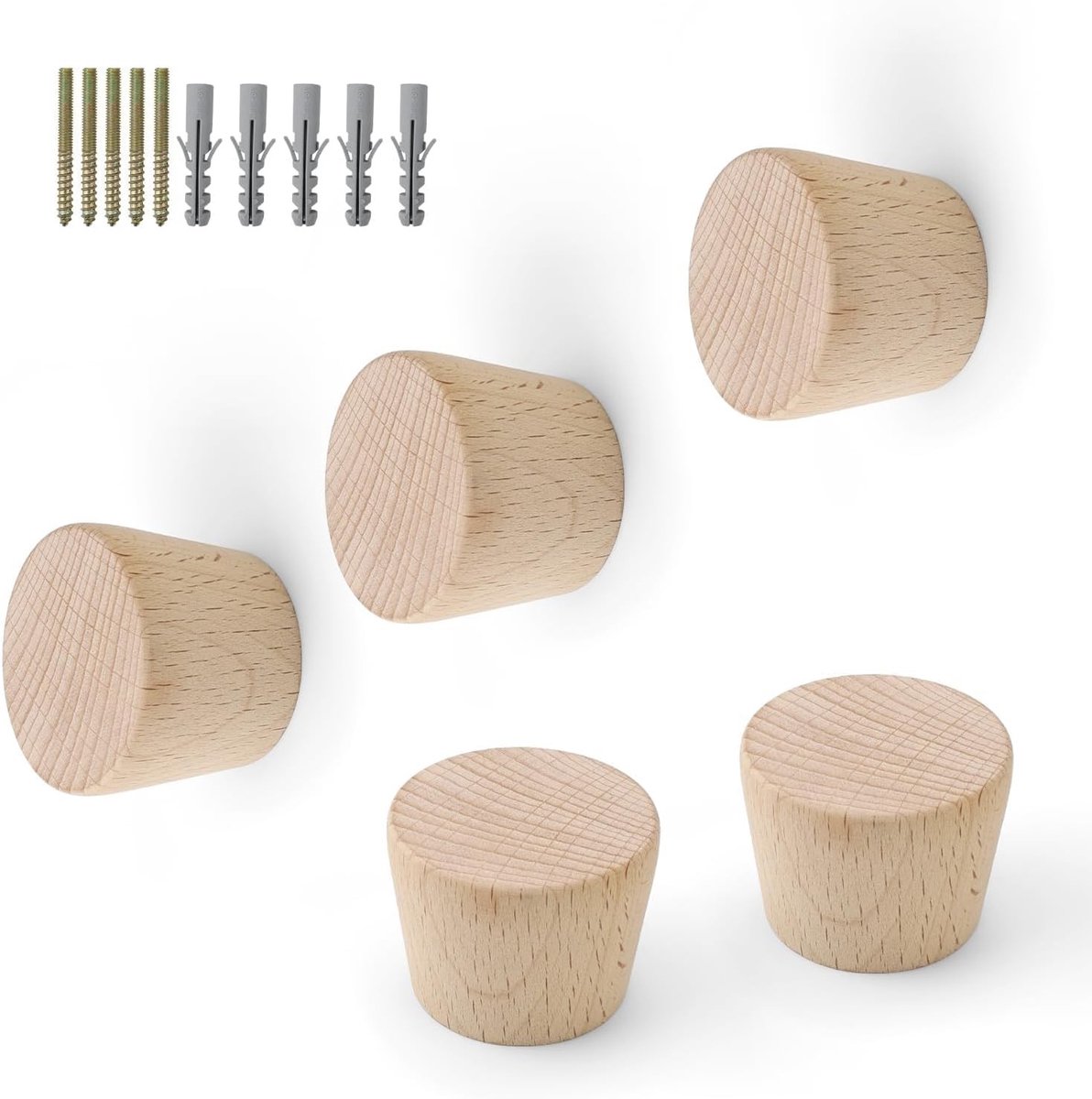 Houten Kledinghaken - Houtkleur - - Conische Wandhaken voor Kleding en Accessoires