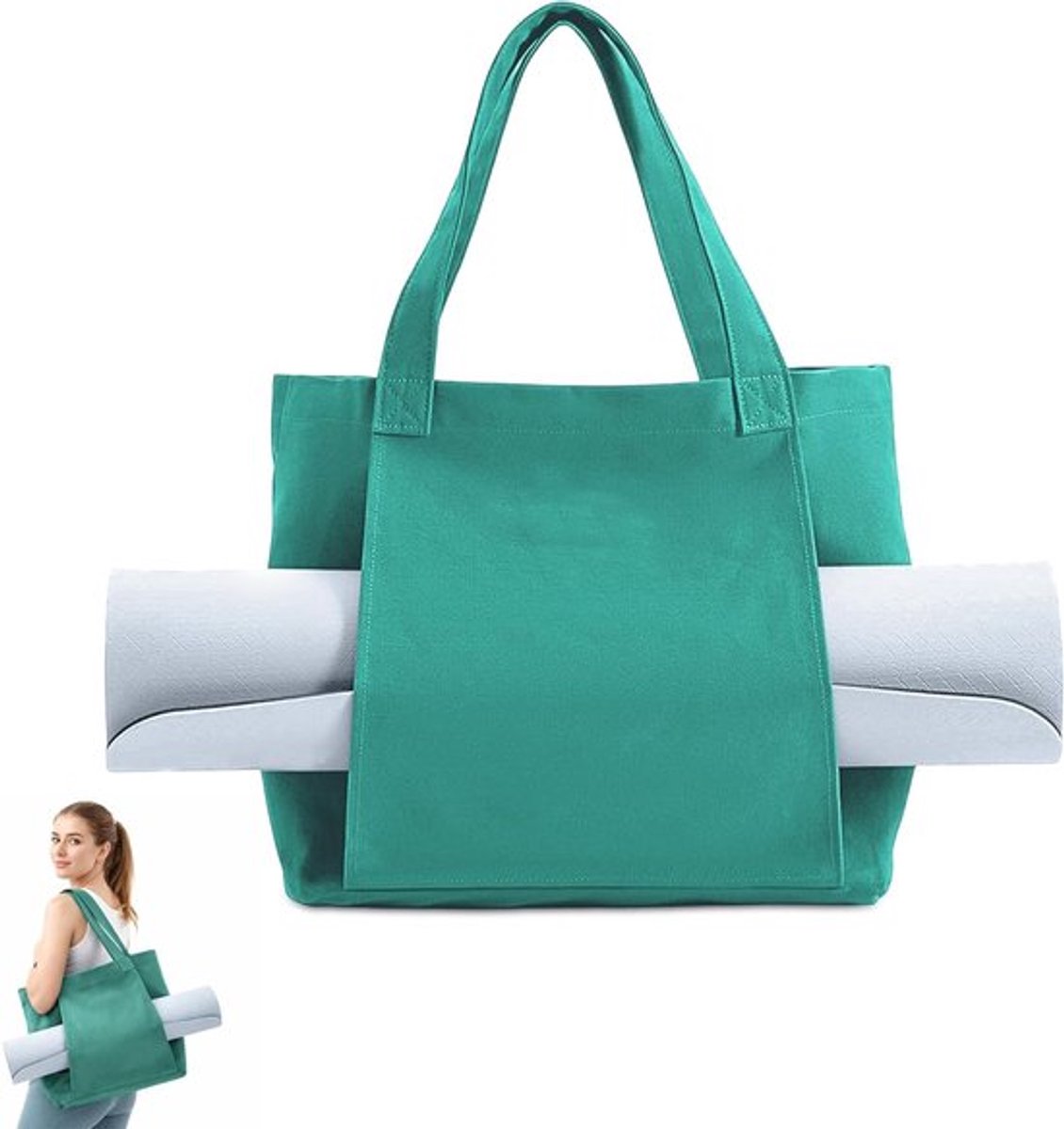 Grote open yogatas voor mat en accessoires, lichte sporttas voor yoga, pilates en fitness met handgrepen en praktische draagmogelijkheden