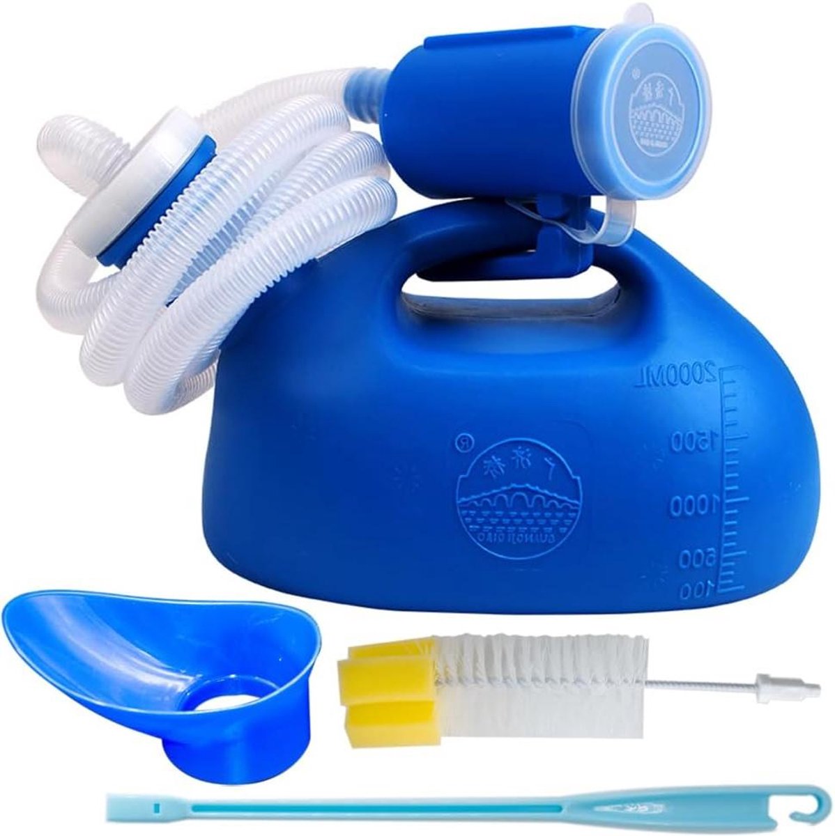 Urinoir Fles - Urinefles - Thuiszorg - Lekvrij Deksel - 2000ML Capaciteit - Blauw