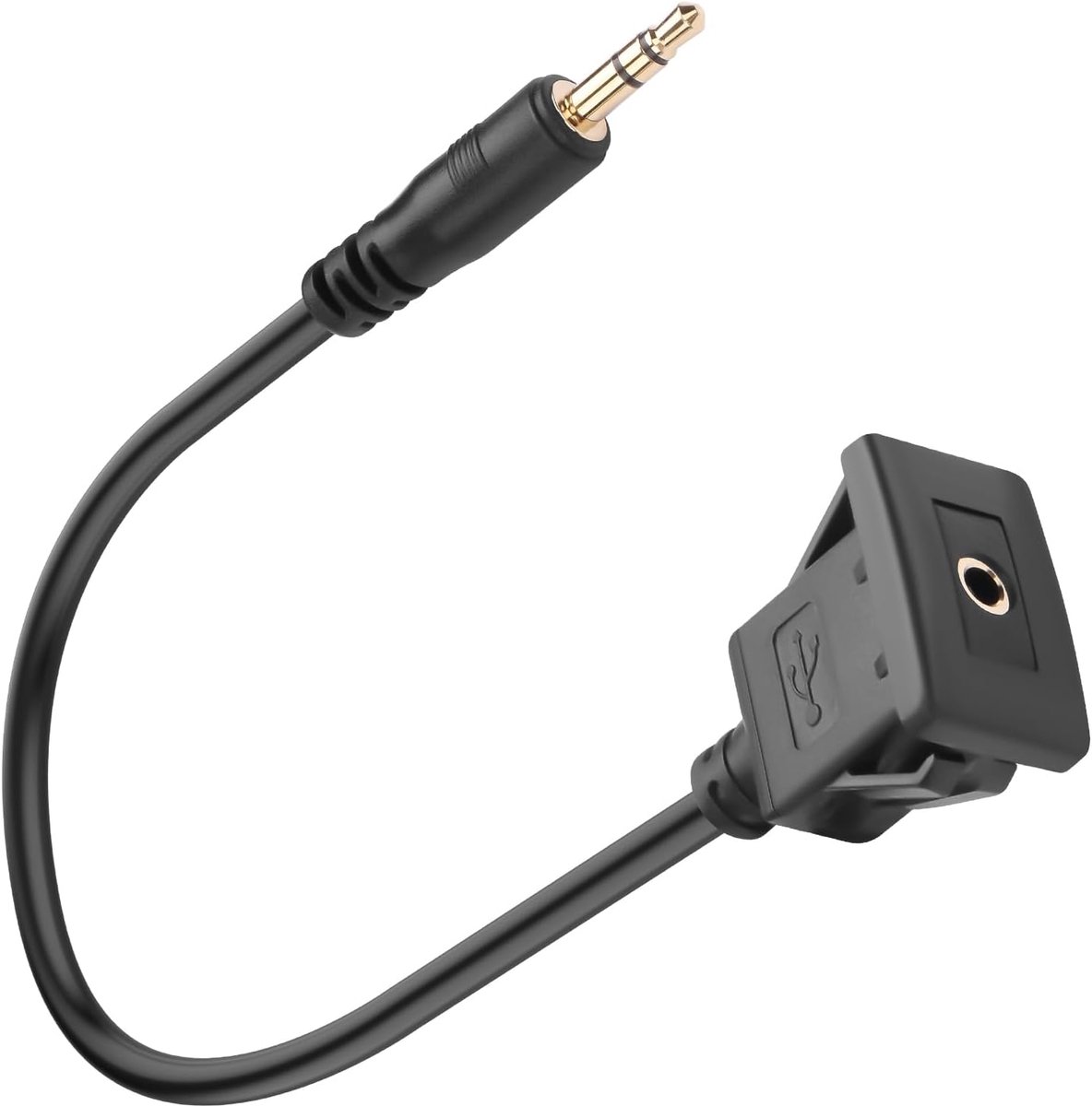 SnelShoppen - TRS 3.5mm snap-on vaste montage koptelefoonadapter kort kabel, 1/8 stereo aansluiting voor eenvoudig gebruik, ideaal voor desktop dashbo