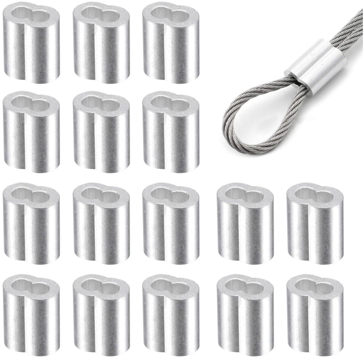 Kabelklem 50 Stuks - 6 mm Aluminium Persklemmen - Roestvrij en Waterbestendig - Ideaal voor Binnen en Buiten - SnelShoppen