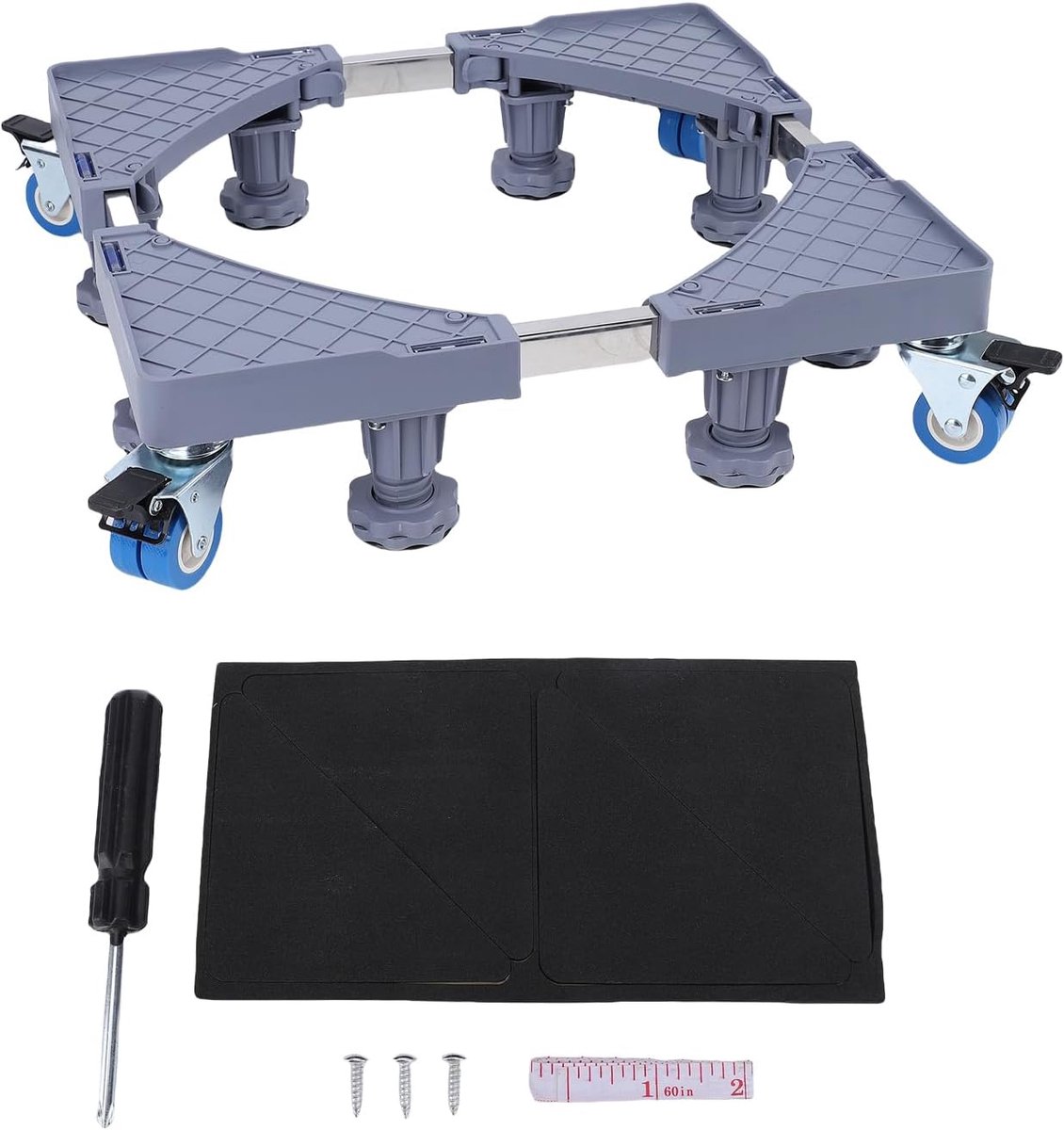SnelShoppen - Meubel Dolly, Verstelbare Koelkaststand Mobiele Basis met 8 Sterke Voeten en 4 Vergrendelbare Wielen, Tot 180 Kg Wasmachine Stand voor W