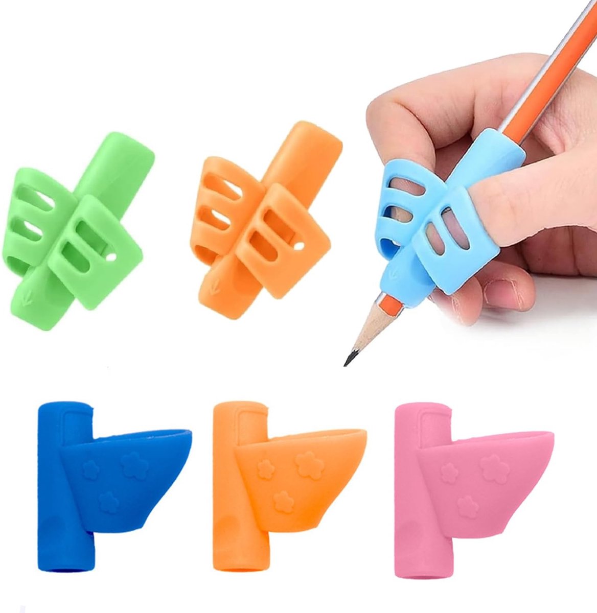 SnelShoppen - 6 Stuks Vinger Grip Hulp voor Kinderen, Siliconen Vingergeleiding, Ergonomische Schrijfhulp, Schrijfhulpmiddel voor Kinderen en Studente