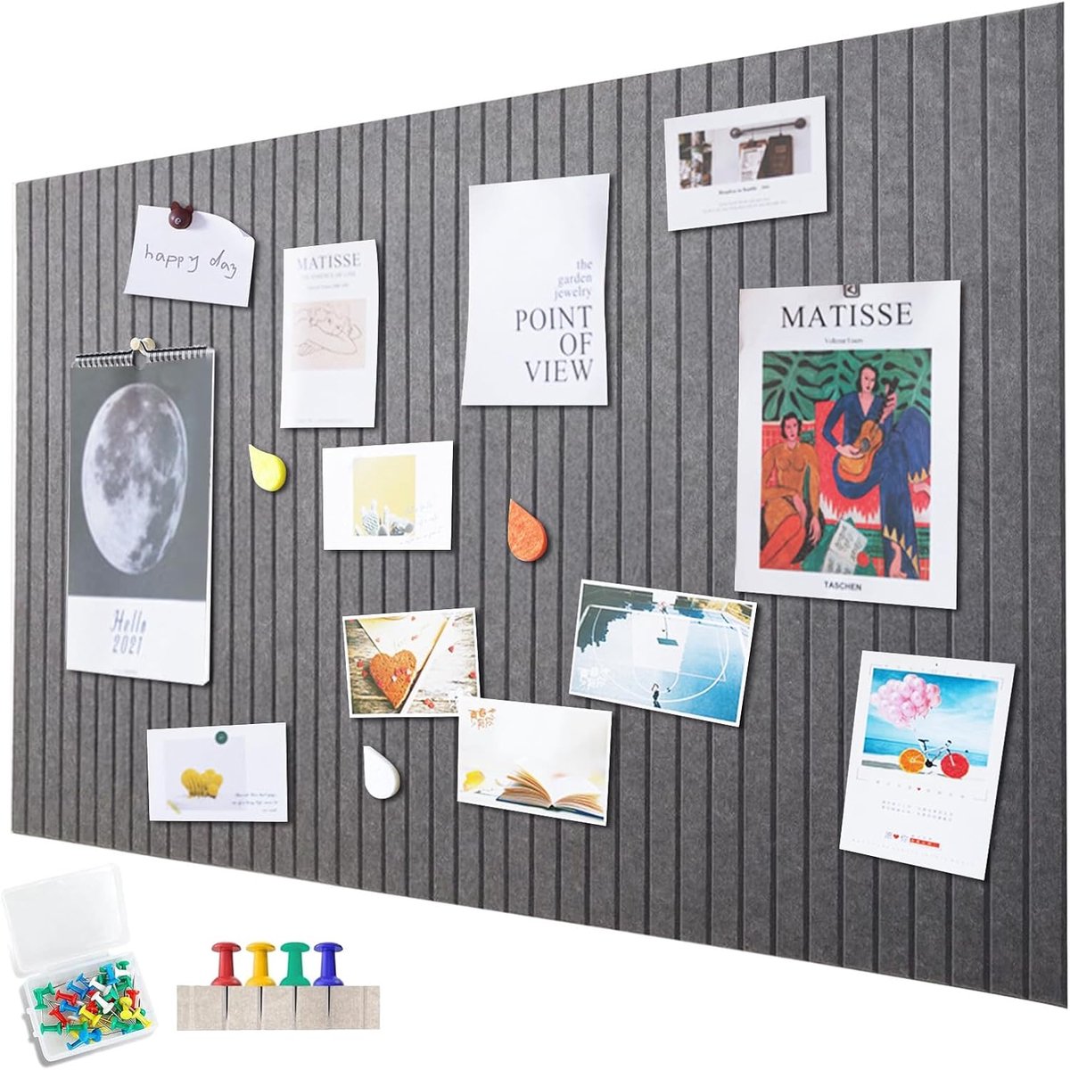 SnelShoppen - Grote Vilten Prikbord Zelfklevend 120 x 90 cm Decoratief Vilt Prikbord 1 cm Dikte Vouwbaar Foto Bord Memo Bord Wanddecoratie voor Kantoo