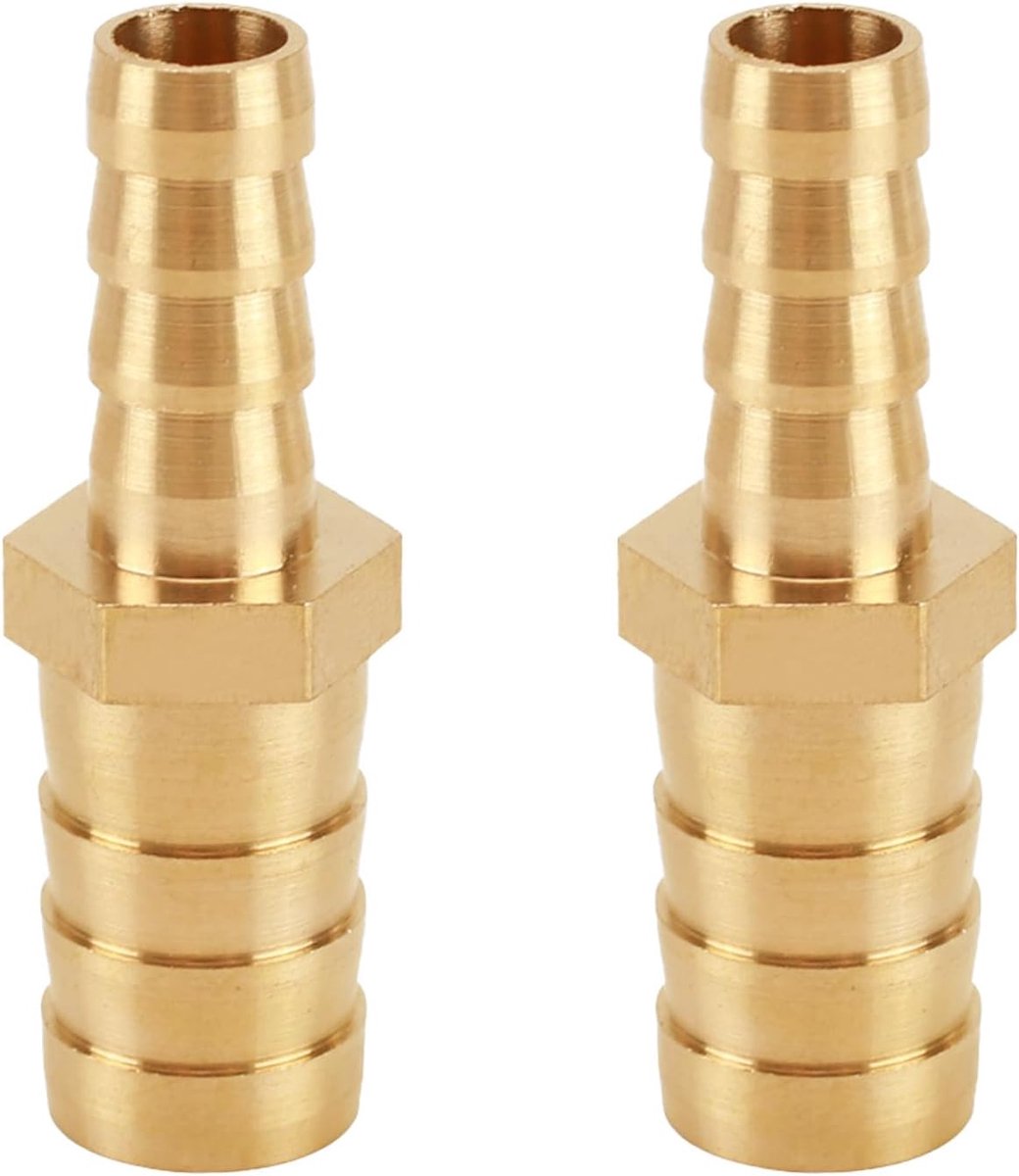 SnelShoppen - Hose Connectoren 2 Stuks, 10 mm x 6 mm, Messing, Slang Verbinder Adapter, Reducer voor Water, Gas, Lucht, Tuin, Keuken, Hoogwaardige Kwa