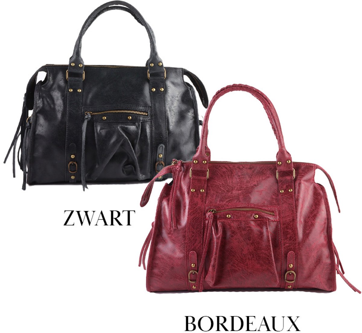 Giuliano lederen handtas Marisol - Dames - Made in Italy - Zwart