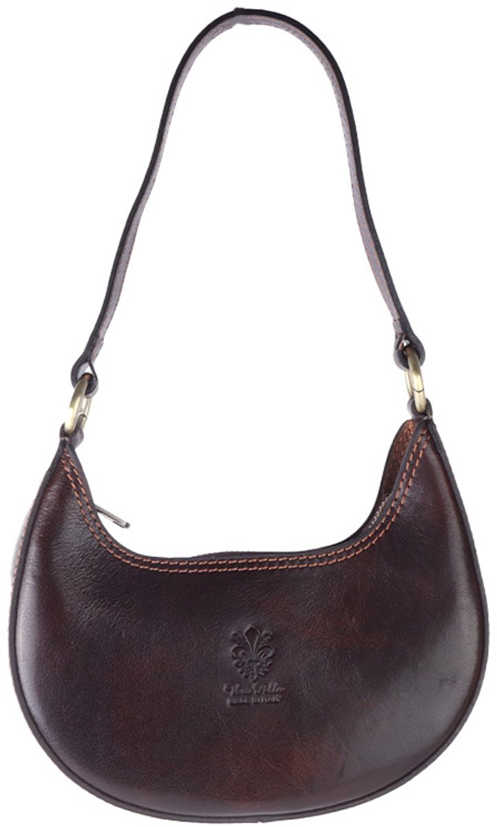 Giuliano klassieke schoudertas Florence - Koffie - Dames - Made in Italy
