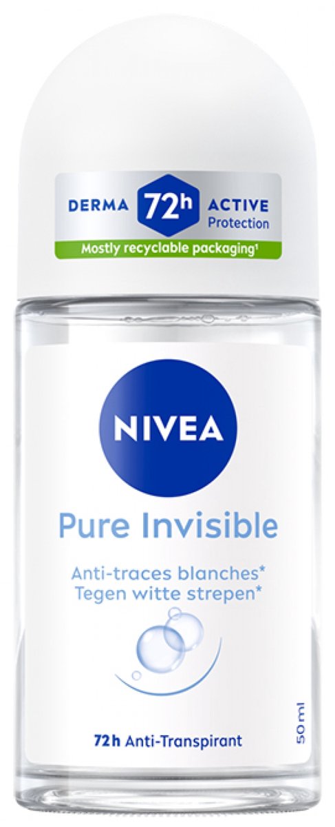 Nivea Pure Invisible Deodorant Anti-Transpirant 72H Roll-On 50 ml