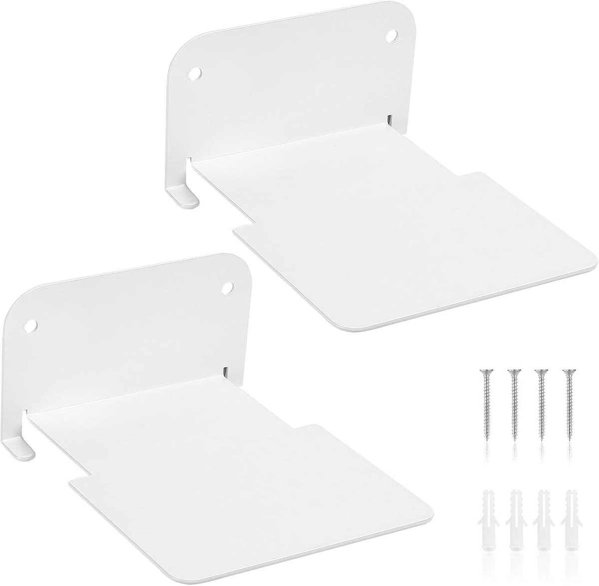 Set van 2 Kleine Wandplanken, Wit, Zwevende Planken voor Boeken, Decoratie en Organisatie in Woonkamer, Badkamer en Kantoor