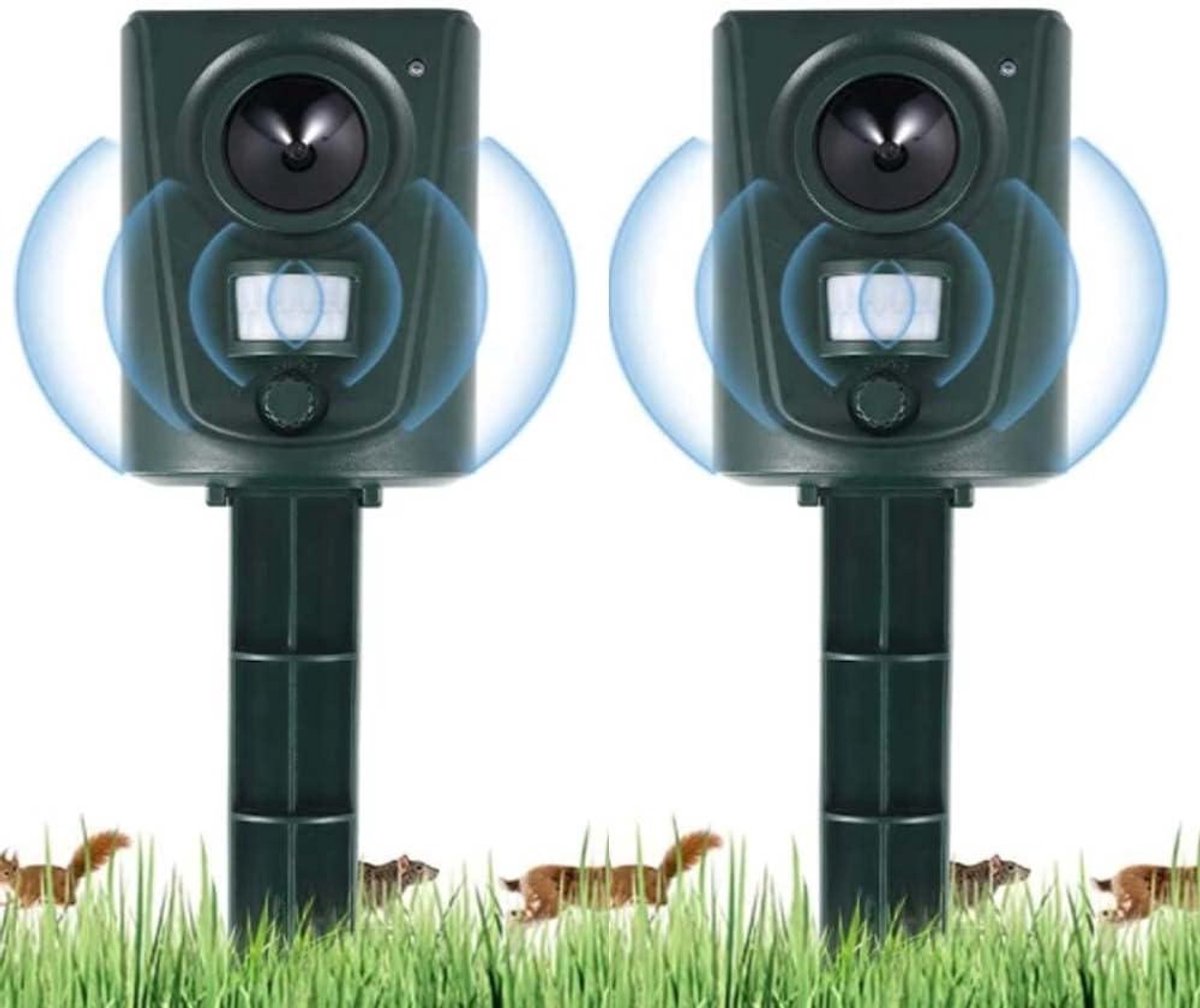 Ultrasonische Verjager - Dierenverjager Geluid - Ongedierte Buiten - Bewegingssensor PIR - 2 Stuks - Zwart