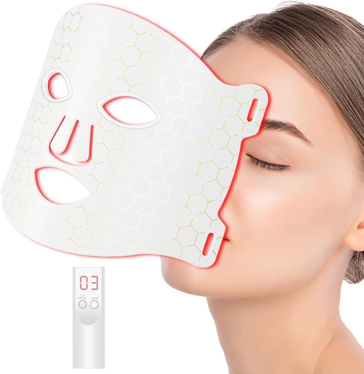 Led Gezichtsmasker - Huidverjonging Masker - Gezichtsverzorging Thuis - 7 Kleuren Modus - 90 Led Lampen - Wit