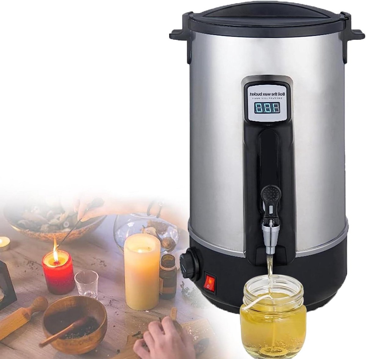 Kaars wax smelter - Wax smeltkroes Kaarsenmaker - Kaarsen maken - Instelbare temperatuurregeling - 2 pond capaciteit - Zilver