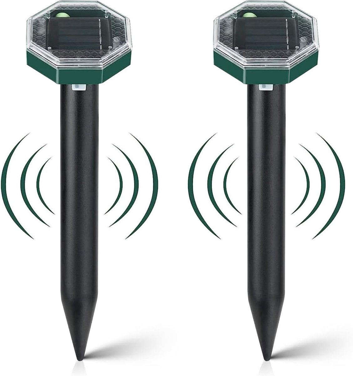 SnelShoppen - 2x Solar Mole Repeller - Waterdichte Ultrasonische Mollenbestrijding met IP65 - Vole Afschrikmiddel voor Tuin - Zonne-energie Gevoed