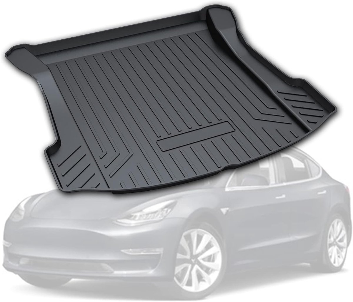 PSLER Trunk Liner Tray for Tesla Model 3 2017 2018 2019 2020 2021 2022 2023 2024, Cargo Liner Custom Rear Trunk Mats - ShopVlot