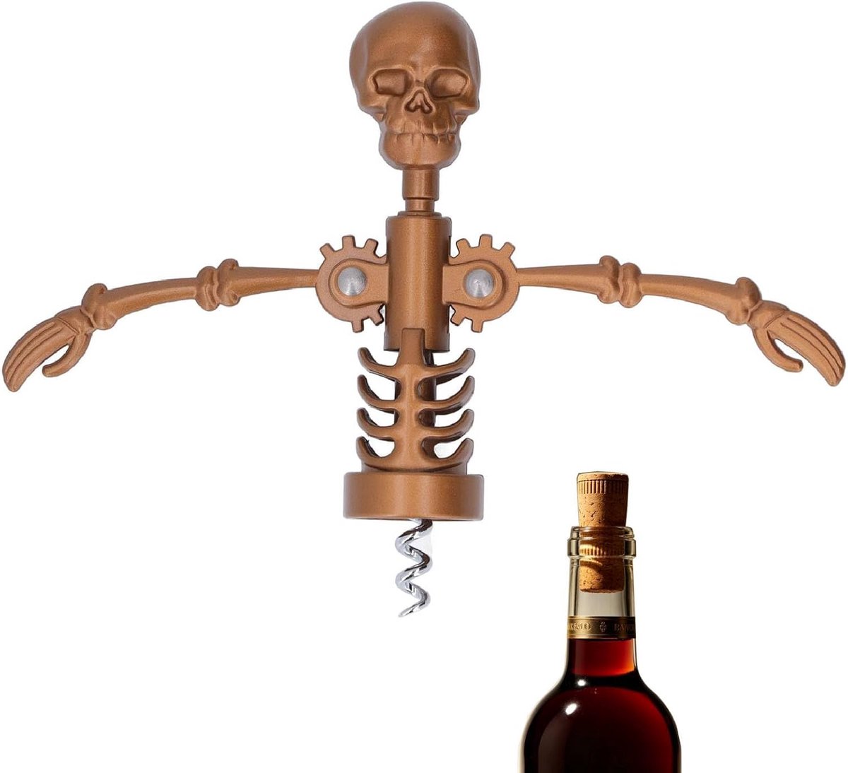 SnelShoppen - Wijnopener, Wing Korkenziezer met Skull Vorm, Metalen Wijnflesopener en Flesopener voor Bier, Perfect voor Bar en Thuisgebruik