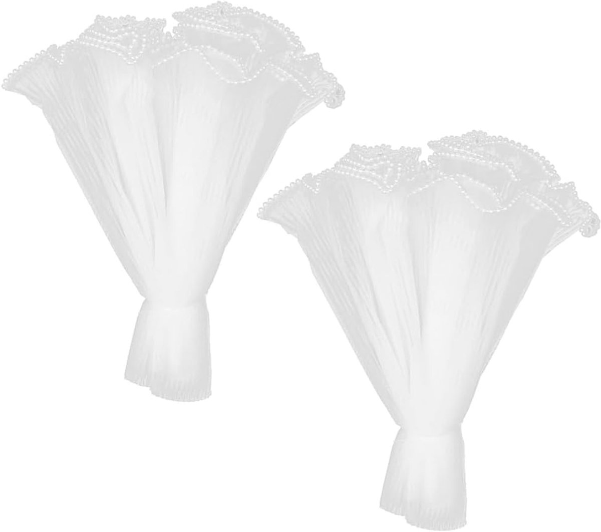 SnelShoppen - 2 Stuks 4 Yards Witte Bloemen Verpakkingsnet Papier Met Parelsrand 28cm Breed Voor DIY Bloemstukken