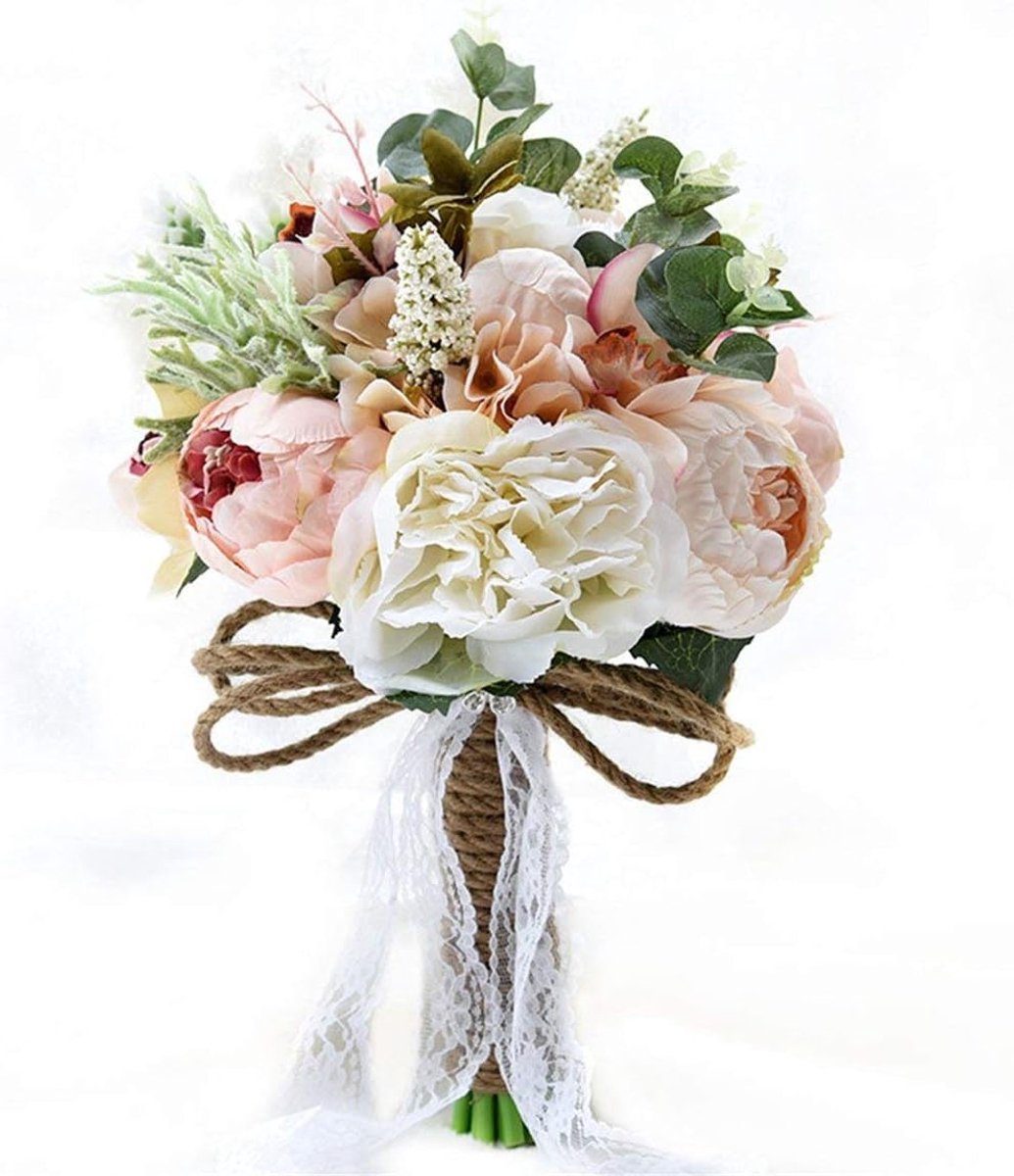 SnelShoppen - Kunstbloemen Bruidsboeket, Kunstbloem Boeket voor Bruidsmeisje, Zijde Bloemen Boeket voor Trouwerij, Speciale Dagen, Thuisdecoratie - 24