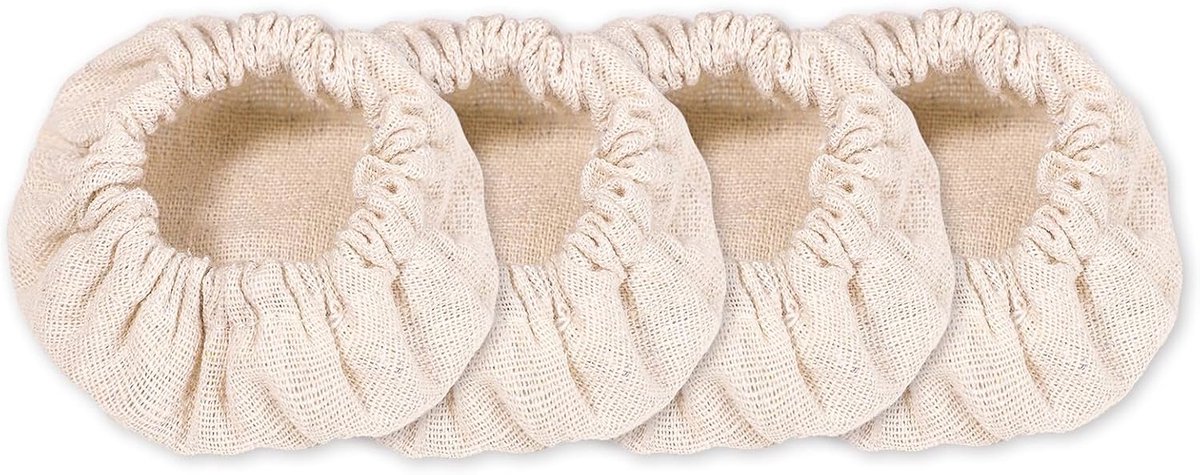 SnelShoppen - 4 Stuks Zuurdesem Starter Pot Stoffen Deksel, Katoenen Elastische Pot Covers, Ongebleekt Herbruikbaar Deksel voor 8-10cm Jar Mond, Ideaa