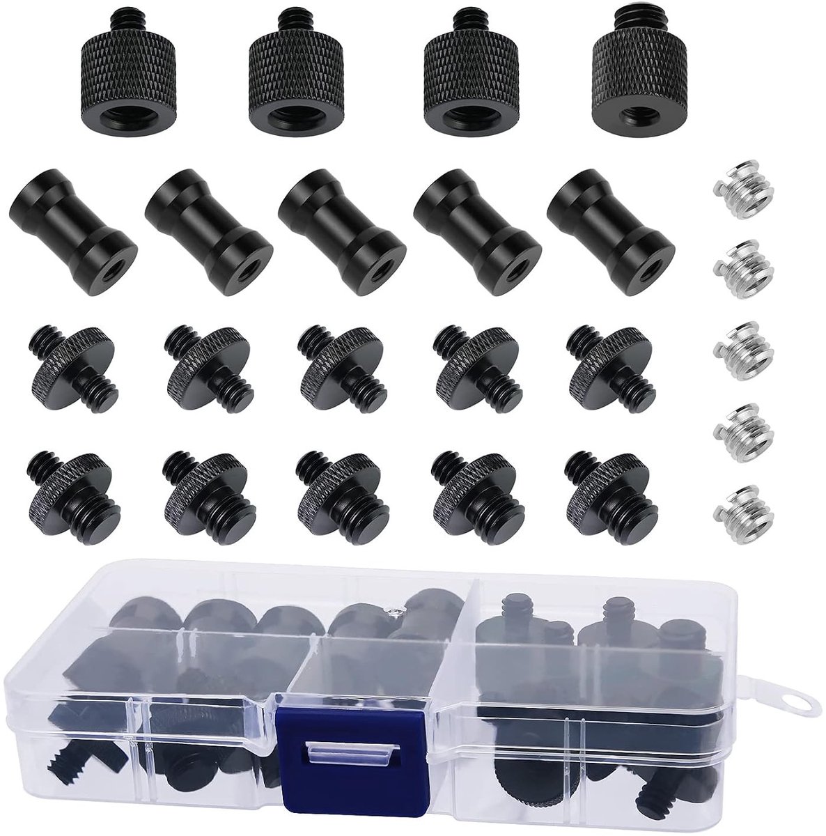 Adapter Schroeven Set voor Camera's - 24 Stuks 1/4-1/4 en 1/4-3/8 Converter voor Statief Bevestiging en Accessoires