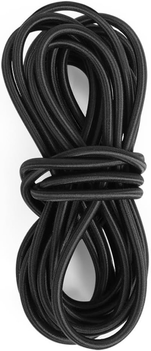 Bungee Koorden - Zwart - 6 mm x 10 m - Elastisch Schokkoord voor Aanhangwagen, Tent en Doe-het-zelf Projecten