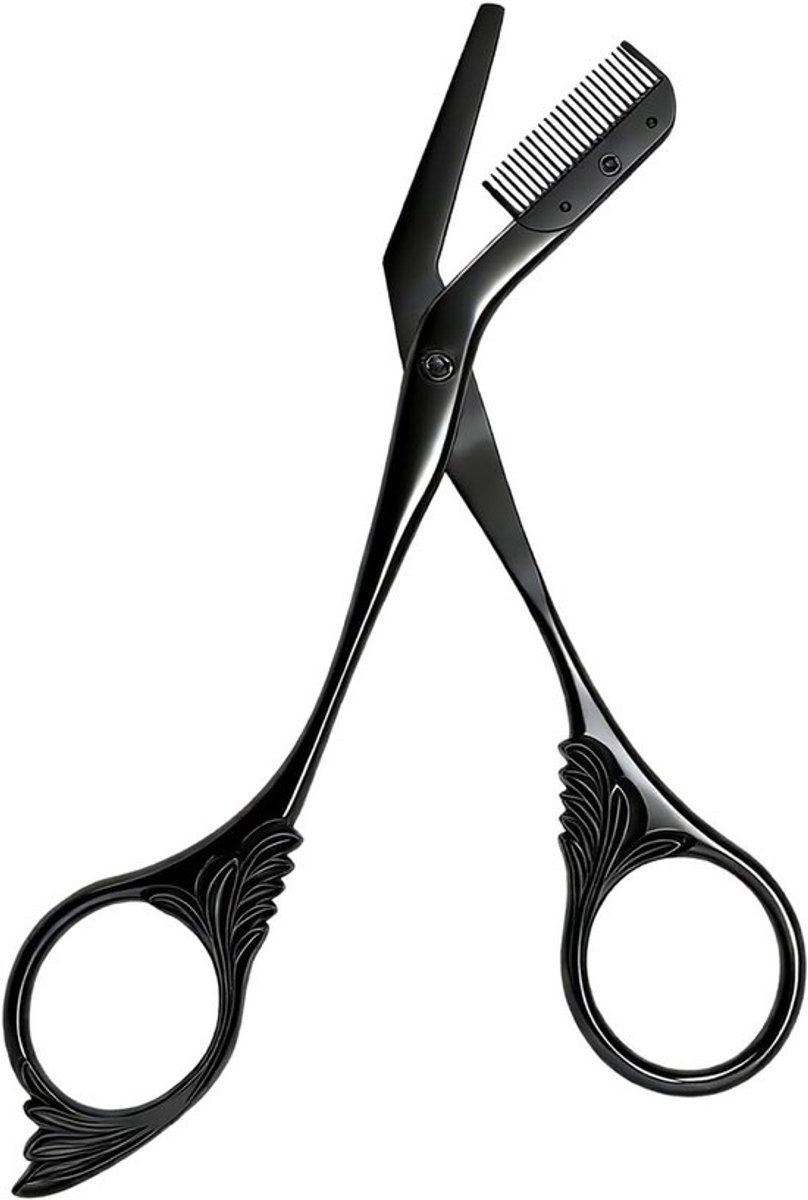 Precisie Wenkbrouwschaar met Kam voor Gezichtsverzorging, Ideaal voor Vrouwen en Mannen, Zwart Design