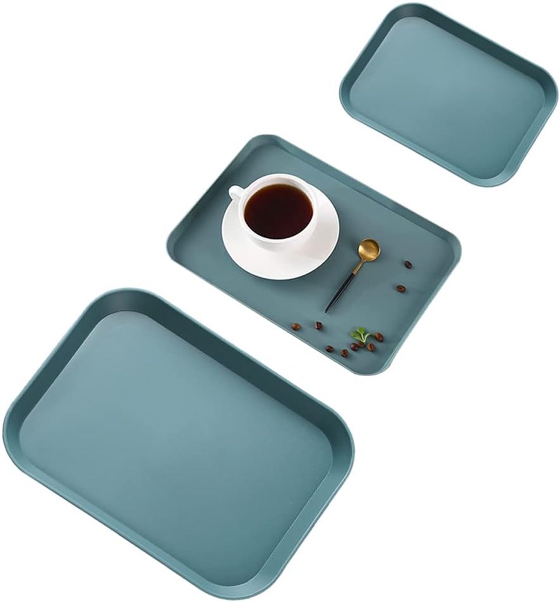 SnelShoppen - 3 Packs Plastic Cafeteria Trays - Rectangulaire Voedselservice Schalen - Antislip Fastfood Dienbladen voor Feesten, Keuken, Tafelgebruik