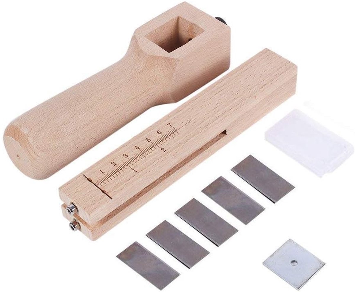 SnelShoppen - Houten snijder met verstelbare leren riem voor knutselen met 5 vleugels, creatief gereedschap voor hobbyisten, DIY-projecten, ambachten,