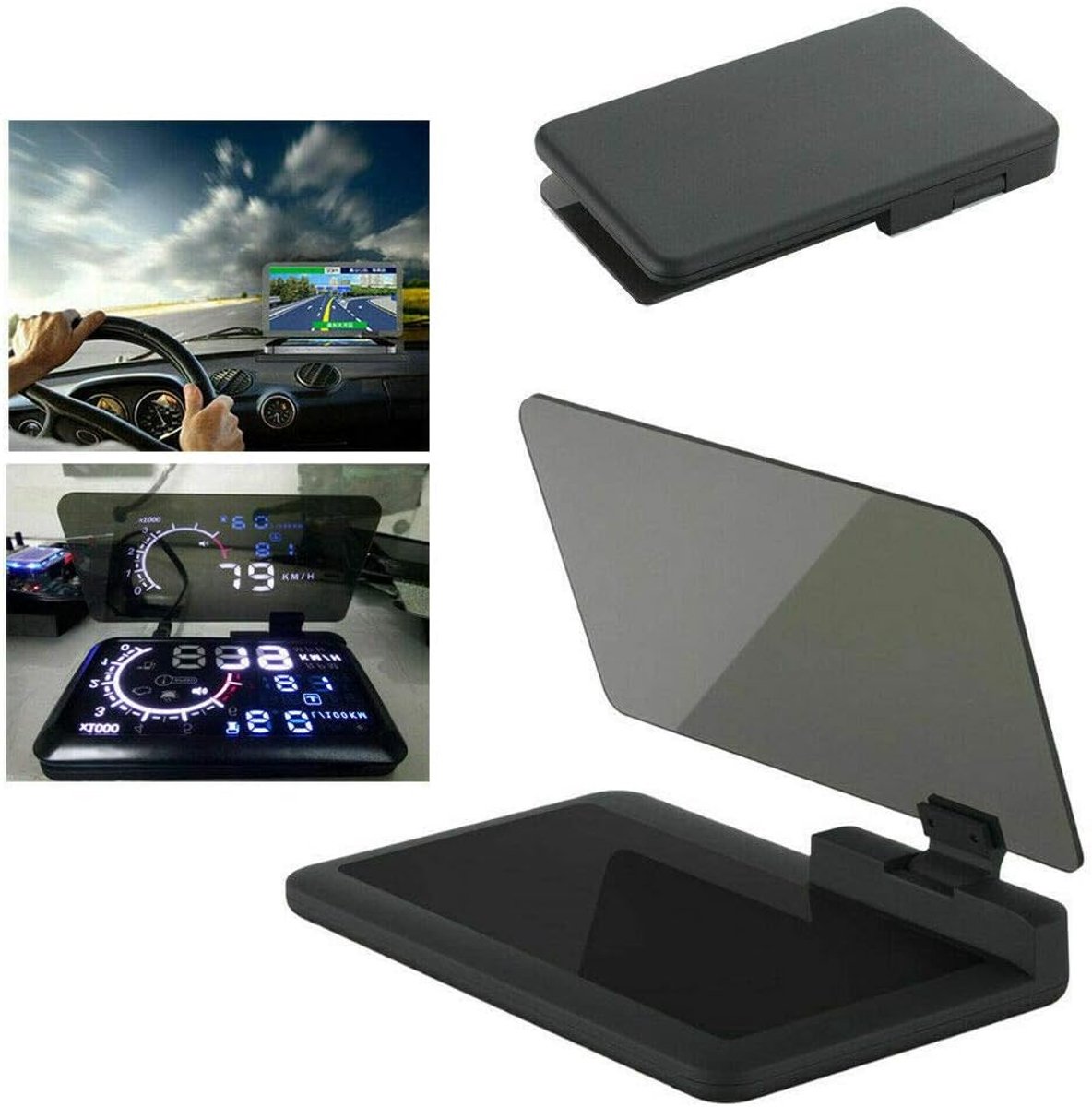 SnelShoppen - 6" Universele Auto HUD Display - Head Up Display Projector - Telefoon Support - GPS Navigatie - Informatie Display - Veilig Rijden