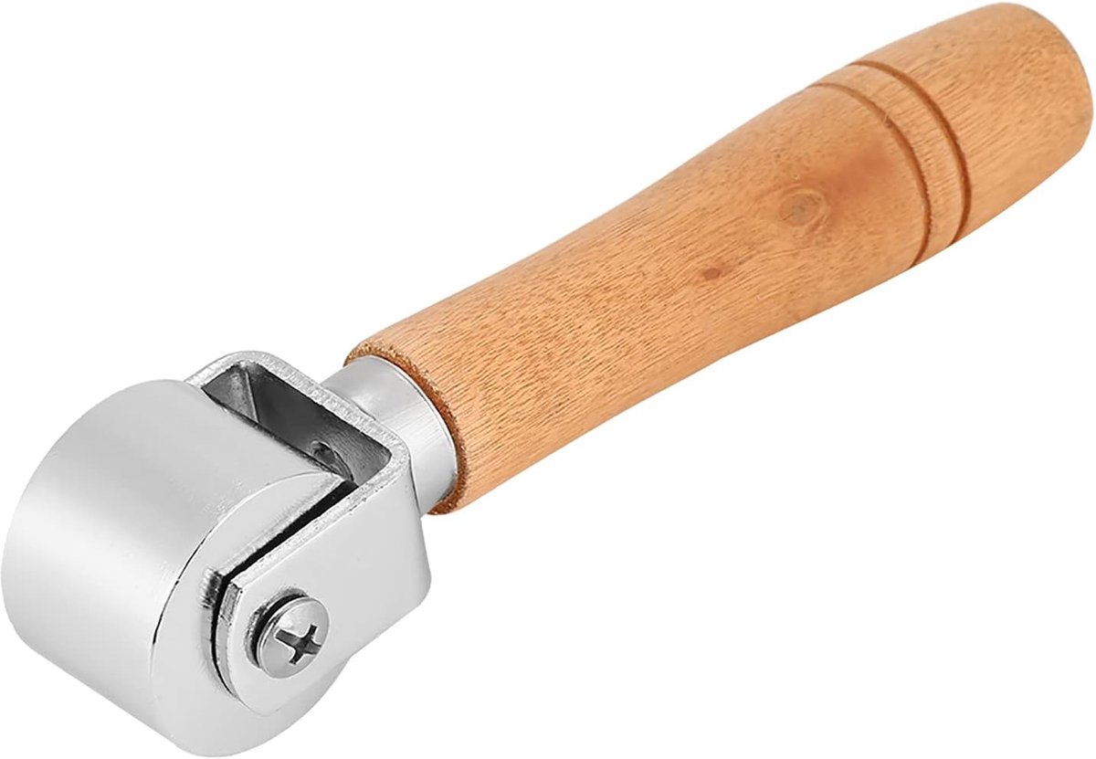SnelShoppen - Edge Creaser Leerpers met Houten Handvat, 100 mm, 60 mm, 26 mm, Zilver, Voor Leerbewerking en Creatieve Projecten