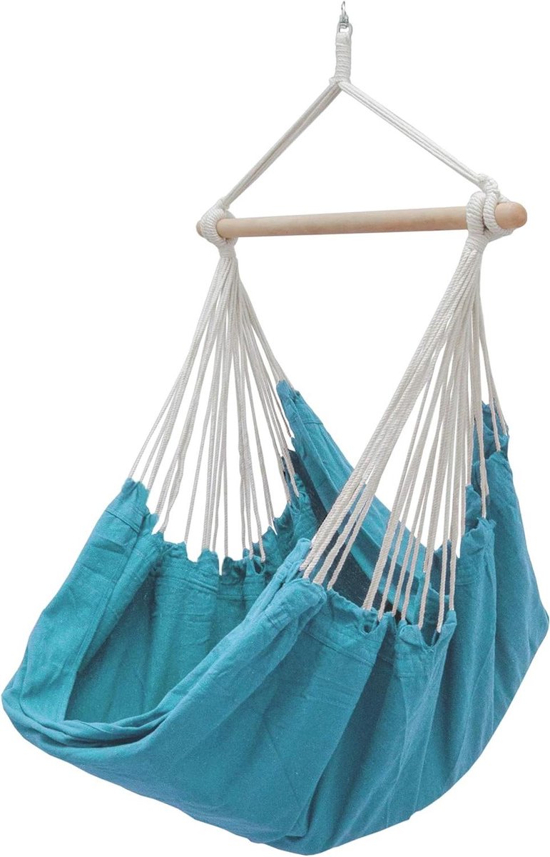 XXL Hangstoel - Zit Hangmat - Ontspannen Binnen Buiten - Dubbele Persoons - 185x130 cm - Turkoois