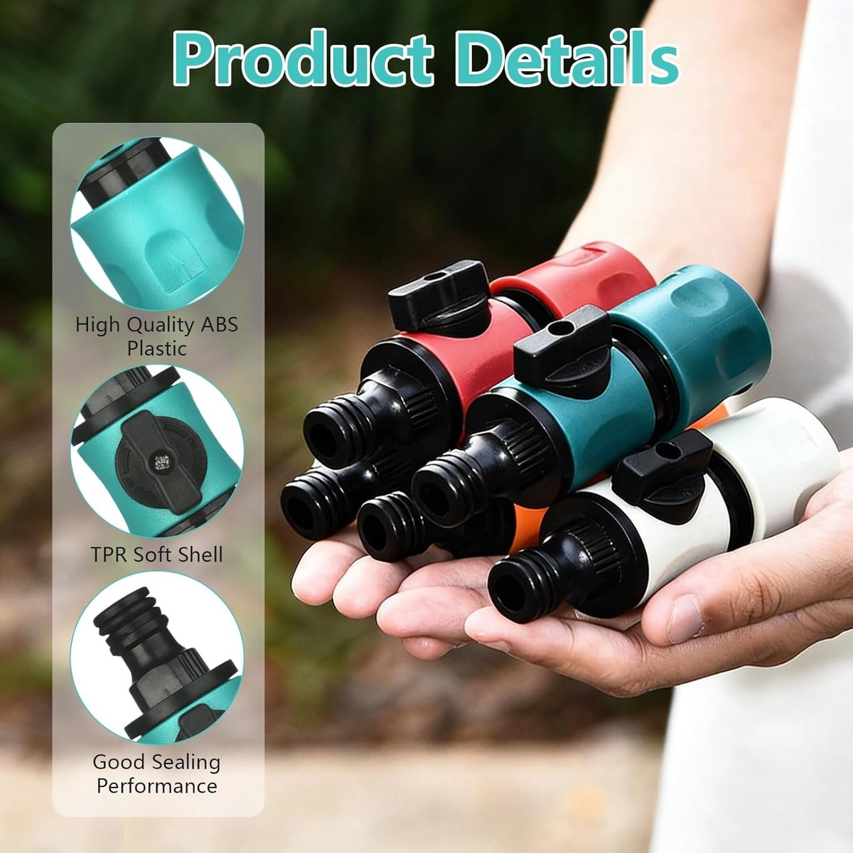 SnelShoppen - 5 Stuks Tuinslang Koppeling met Controlekraan, Afsluitkraan, Snelle Koppeling voor 1/2 Inch Water Hoses, Robuuste Koppeling, Vijf Kleure