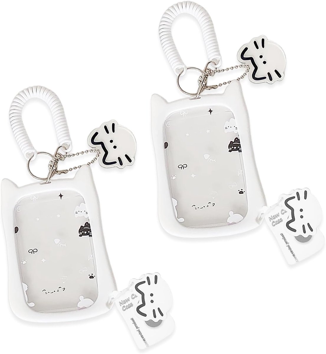 2pcs Cute Cat Ears Card Sets, Soft And Cute Design, Lanyard Keychain Style, Student Card Storage And Protection. - ShopVlot
