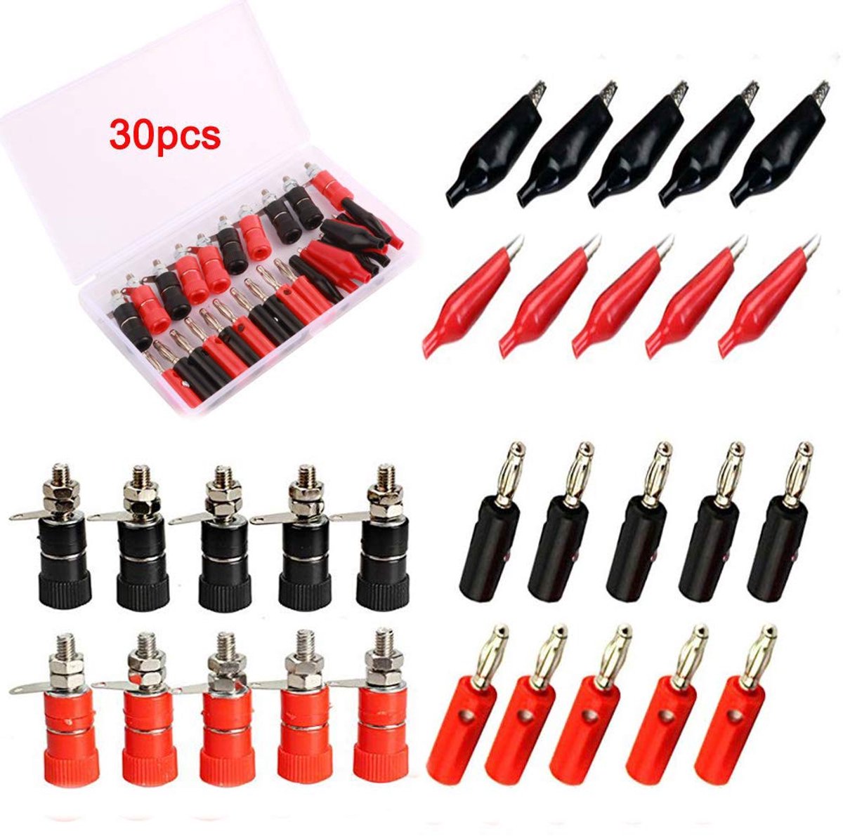 SnelShoppen - High-quality banaanstekkers 4 mm / paneelconnectoren / voor 4 mm audio jack en luidspreker jack (30 stuks)