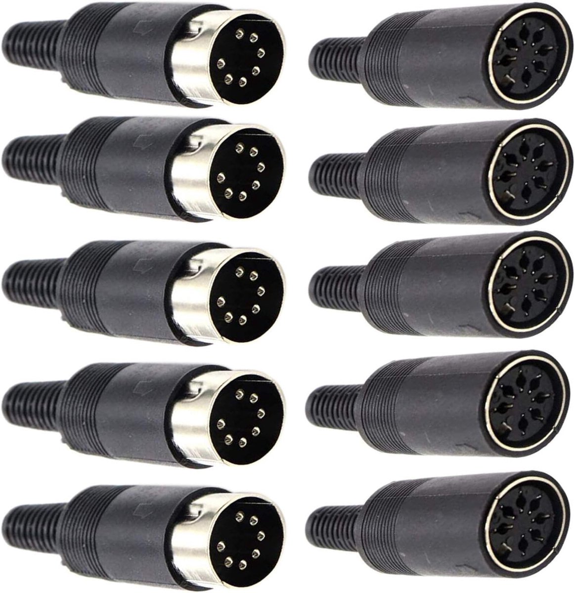 SnelShoppen - Pack van 10 7-Pins DIN Plug/BUS Audio Adapter/Converter voor Speakers, Zwart, Voor Microfoons en Versterkers