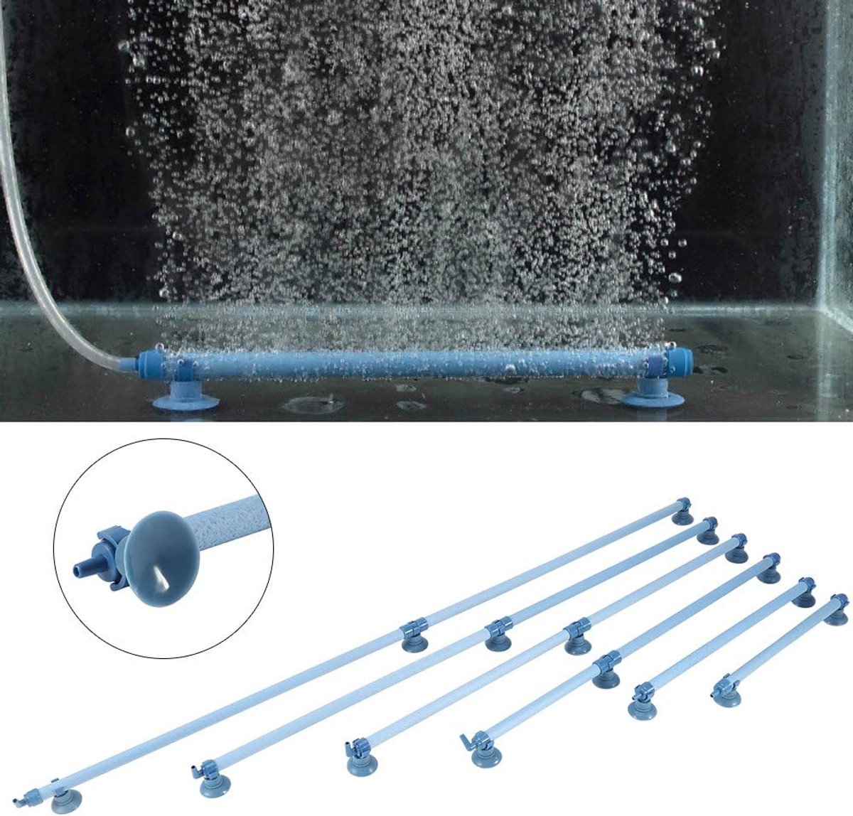 SnelShoppen - Air Stone Bubble Luchtpomp Diffuser voor Aquarium - Wandmontage, Sterke Zuigkracht, Geschikt voor Zoet en Zee Water