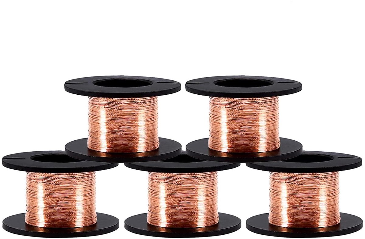 SnelShoppen - 5 Stuks Gevuld Koperdraad 0.1mm Emailedraad voor Reparatie - 15 Meter Lang - Hoogwaardige Elektrische Geleidbaarheid - Voor Mobiele Tele