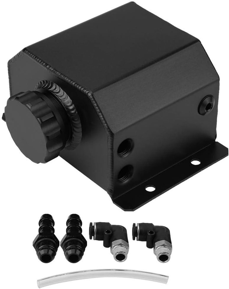 SnelShoppen - Aluminium Brandstoftank voor Motor, Universele Oliereservoir met Ademend Pot en Uitlaatgasopvangfilter - Zwart, Lichtgewicht, Hoge Tempe