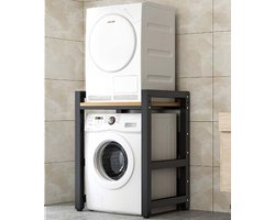 Wasmachine Kast - Opbergunit Droger - Ruimte Organiseren - Sterke Draagcapaciteit - 75x65x105 cm - Zwart