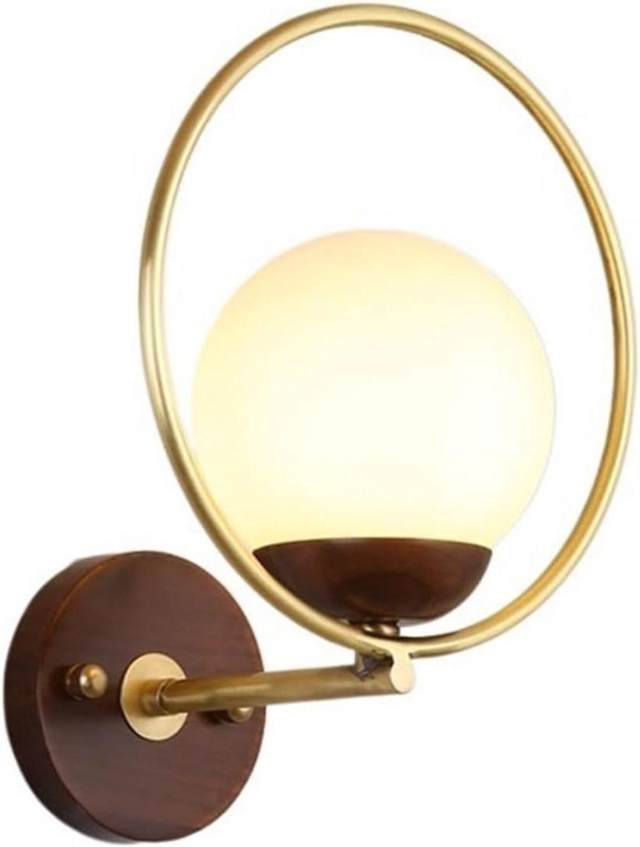 Wandlamp Hout Koper - Spiegelverlichting Kaptafel - Sfeerverlichting Creëren - Delicaat Notenhout Basis - 21x25cm - Niet gespecificeerd